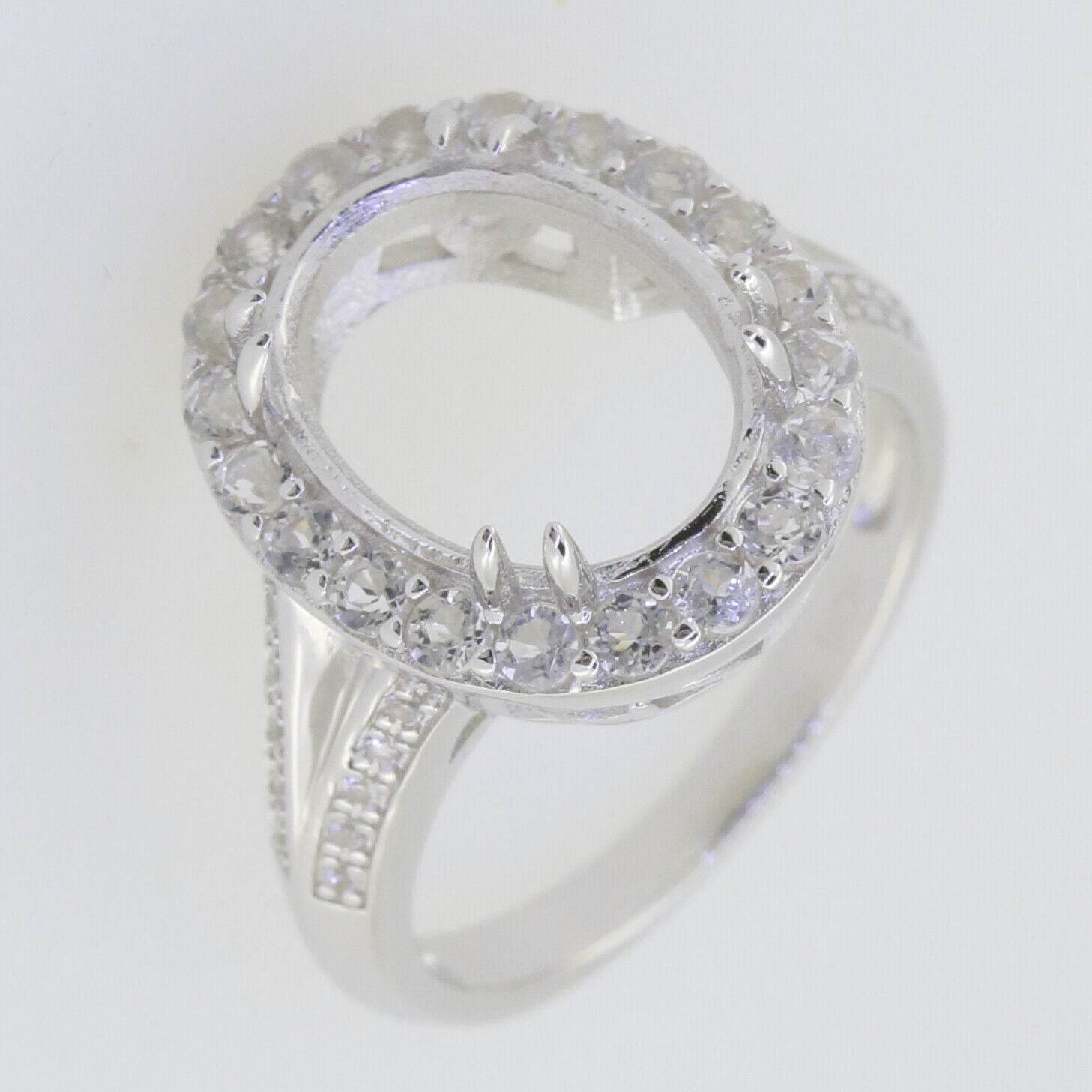 14K Gold Semi Mount Ring Setting Oval OV 13X10mm Halo Split Shank Diamond Accent Syzjewelry
