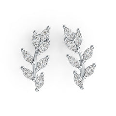 Sterling Silver Semi Mount Earrings Setting Marquise MQ 4X2mm Vine Leaf Theme DHJ