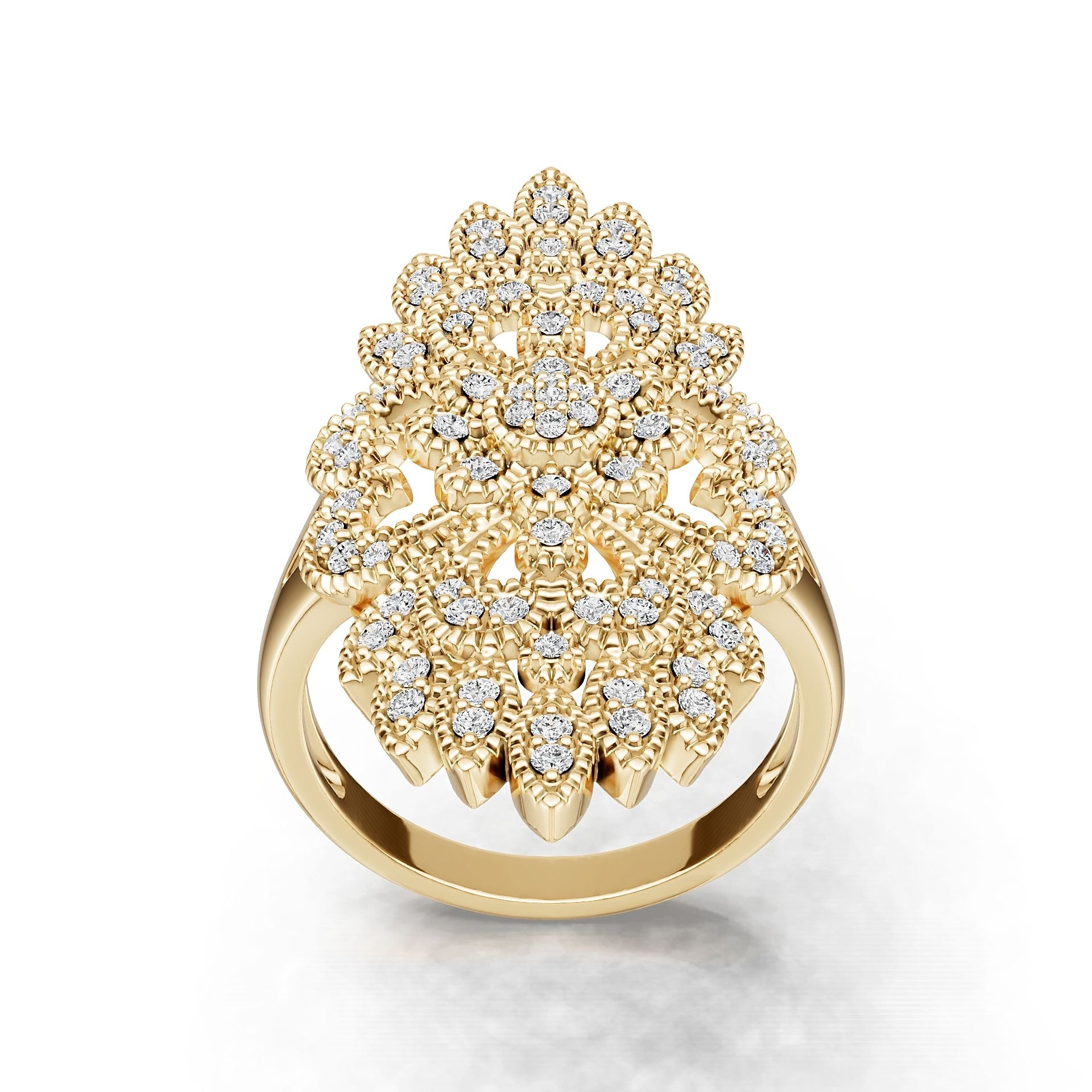 10K Gold Semi Mount Ring Setting Round Ro 17x0mm Syz Jewelry