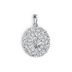 Sterling Silver Semi Mount Pendant Setting Oval OV 9X7mm PE 4x3mm Double Halo DHJ