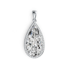 10K Gold Semi Mount Pendant Setting Pear PE 25X13mm Halo Moissanite Accent DHJ