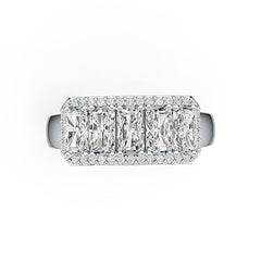 Sterling Silver Semi Mount Ring Setting Emerald OCT 5X3mm with White Topaz Syzjewelry