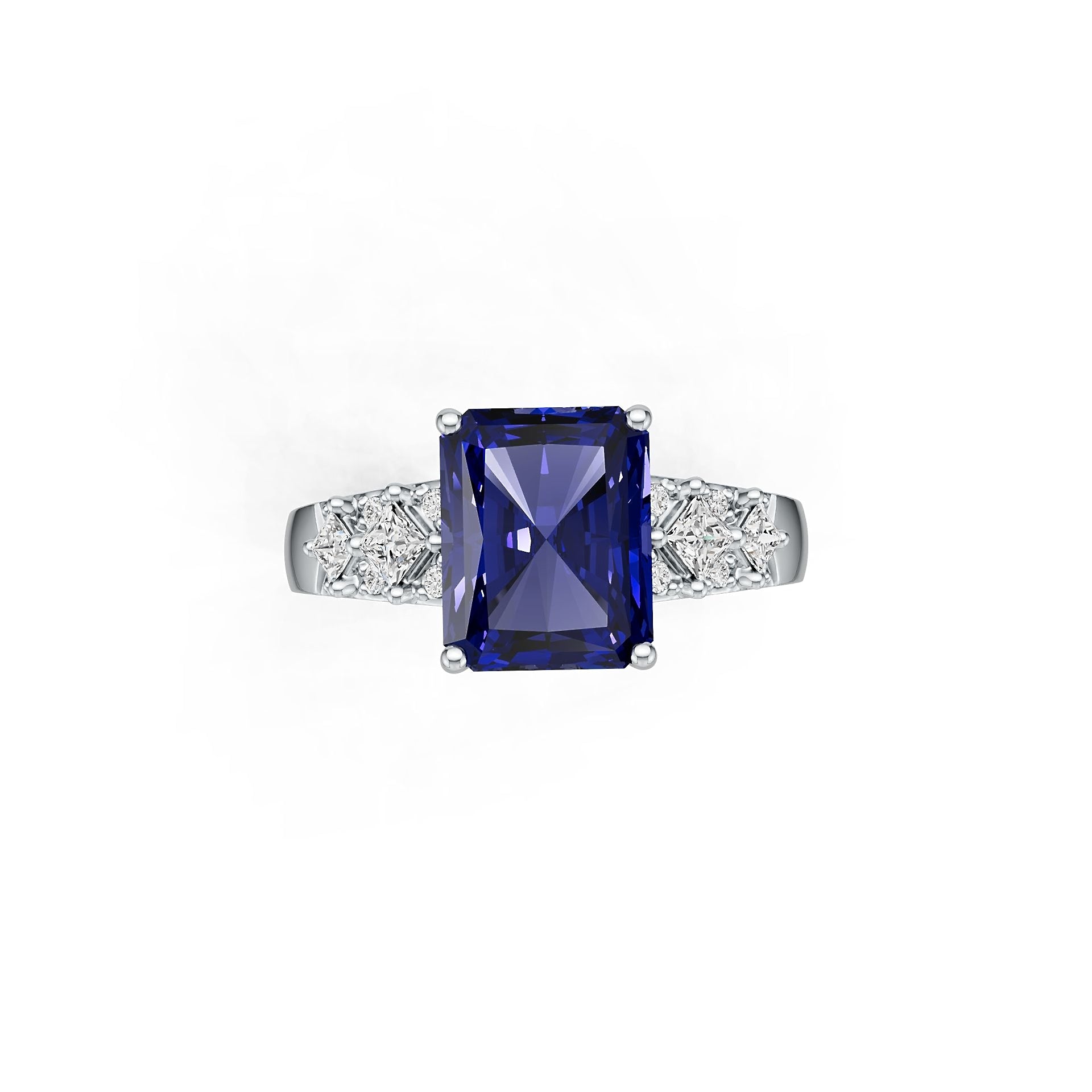 10K 14K Gold or 10K Gold Semi Mount Ring Setting Emerald Em 10x8mm Moissanite Accent Syzjewelry