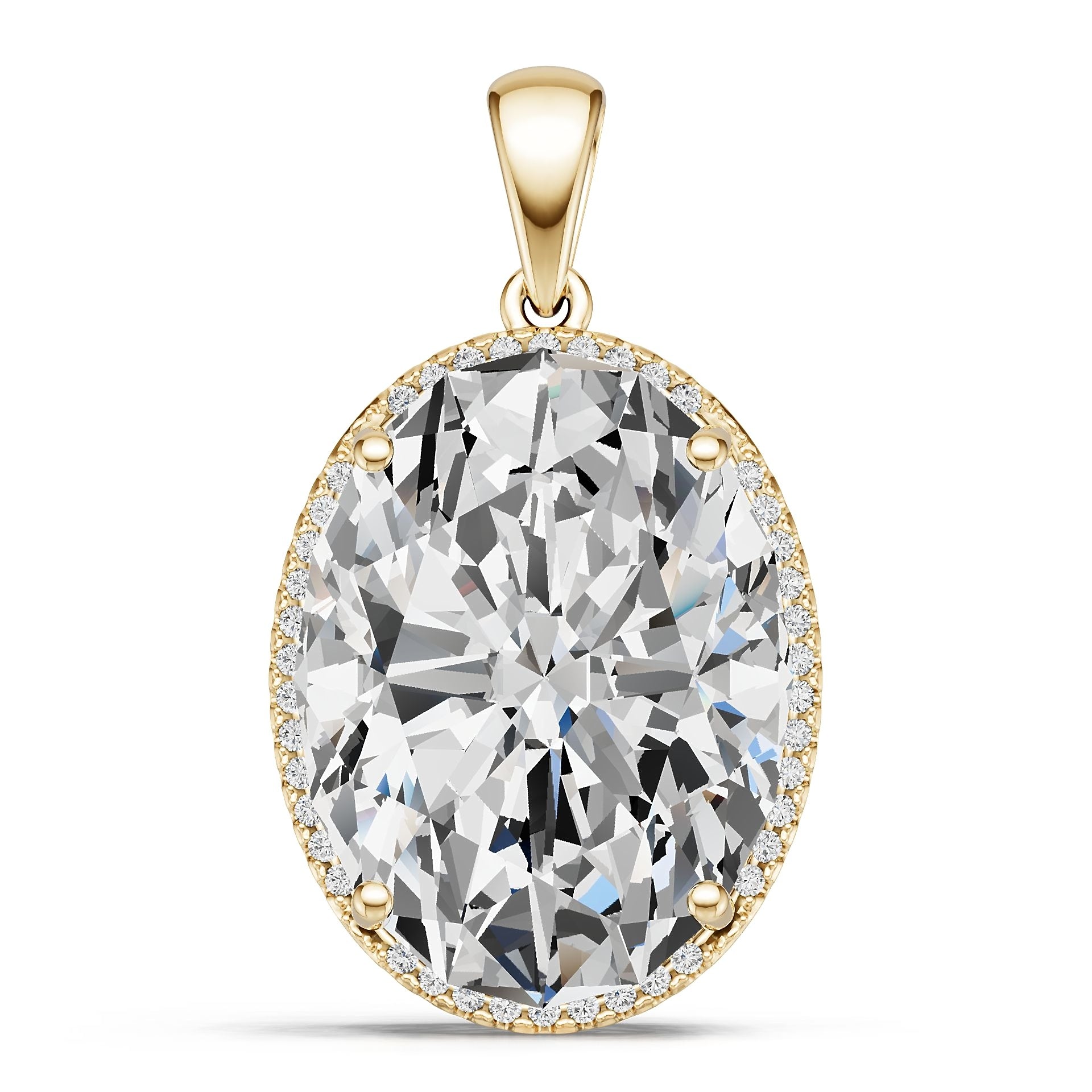 10K Gold Semi Mount Pendant Setting Oval Ov 22x17mm Moissanite Accent Syz Jewelry
