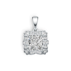 Sterling Silver Semi Mount Pendant Setting Cushion CU 7X7mm with White Topaz Accent Syzjewelry
