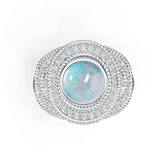 Sterling Silver Semi Mount Ring Setting Round RD 8x8mm Cabochon DHJ