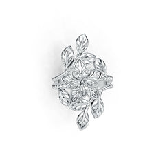 Sterling Silver Ring Flower with Leaves Theme Nature-Inspired DHJ