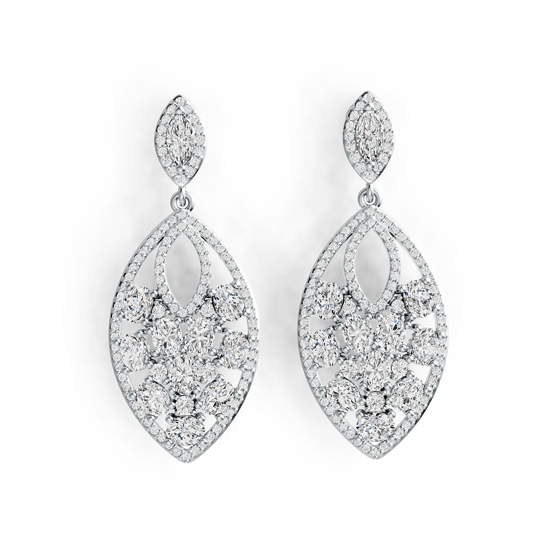 Sterling Silver Semi Mount Earrings Setting Marquise MQ 6X3mm OV 4X3mm DHJ