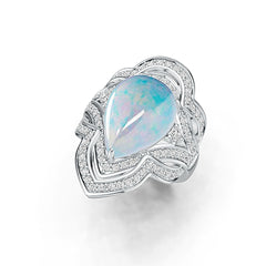 Platinum Semi Mount Ring Setting Pear PE 17X12mm Diamond Accent DHJ