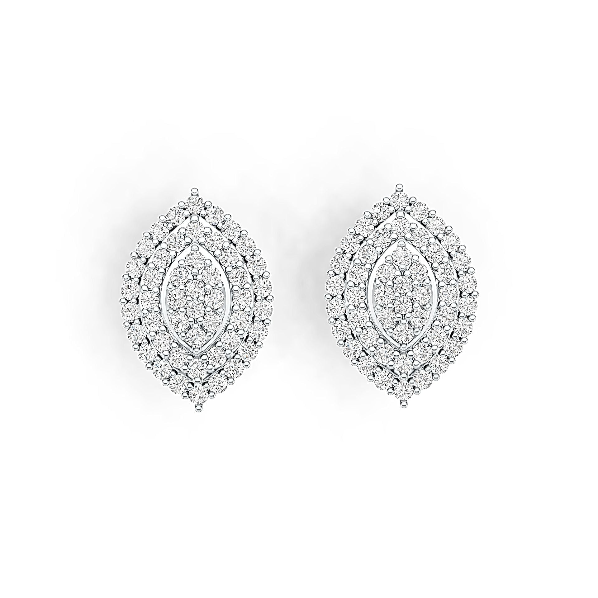 10K Gold Cluster Stud Earrings with or Moissanite Moissanite Accent DHJ