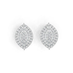 10K Gold Cluster Stud Earrings with or Moissanite Moissanite Accent DHJ