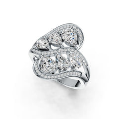 Platinum Semi Mount Ring Setting Pear PE 7X5mm PE 6X4mm Diamond Accent DHJ