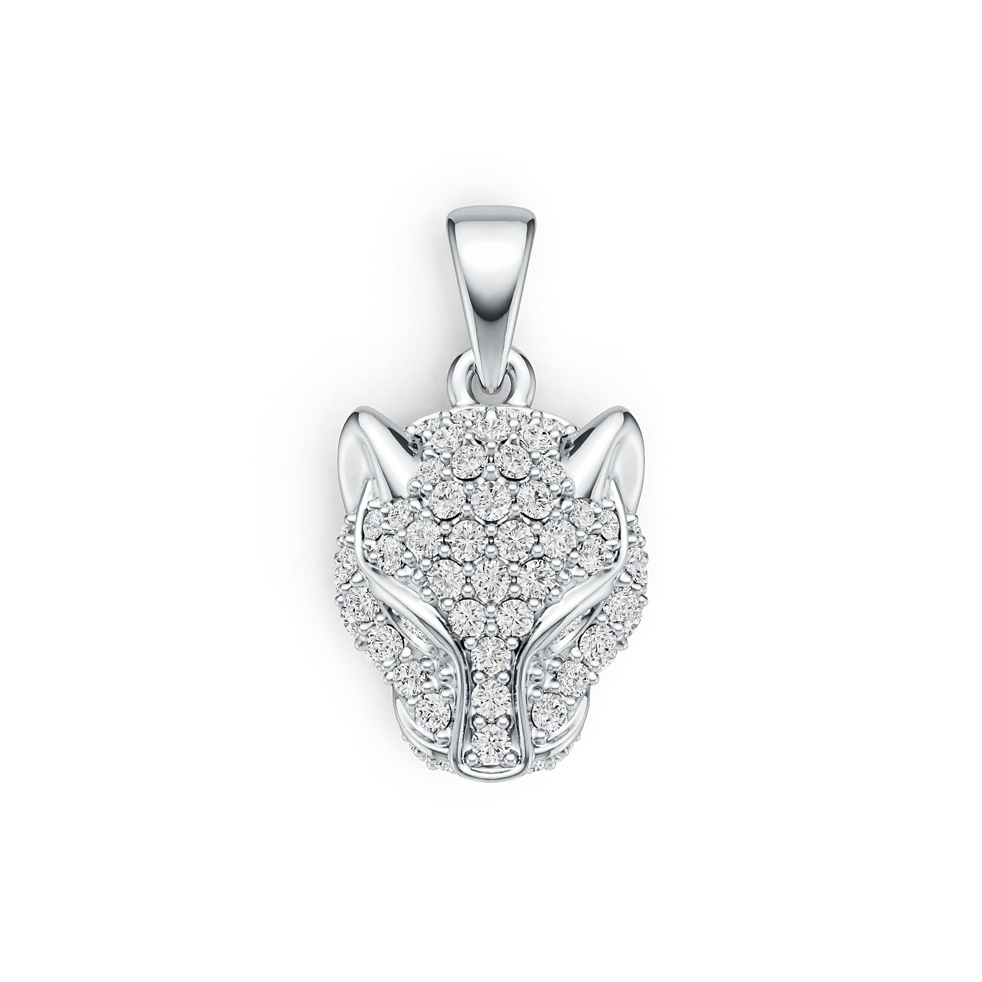 18K Gold Pendant with or Moissanite Panther Head Theme Diamond Accent DHJ