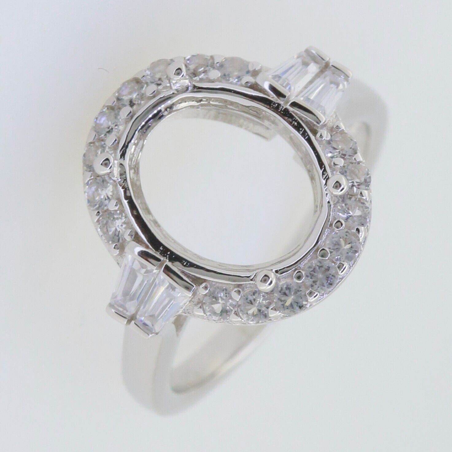 10K Gold Semi Mount Ring Setting Oval OV 12X10mm Moissanite Accent DHJ
