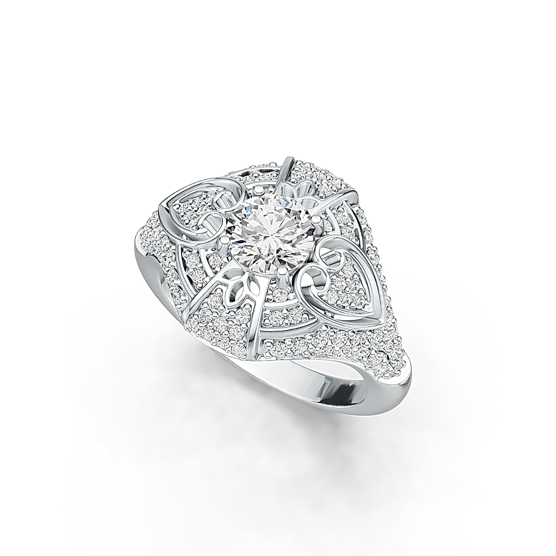 Platinum Semi Mount Ring Setting Round RD 7X7mm with White Topaz Diamond Accent DHJ