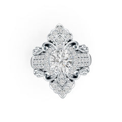 Sterling Silver Semi Mount Ring Setting Round RD 7x7mm Art Deco DHJ