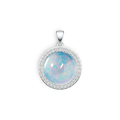 Sterling Silver Semi Mount Pendant Setting Round RD 15X15mm Cabochon Halo DHJ