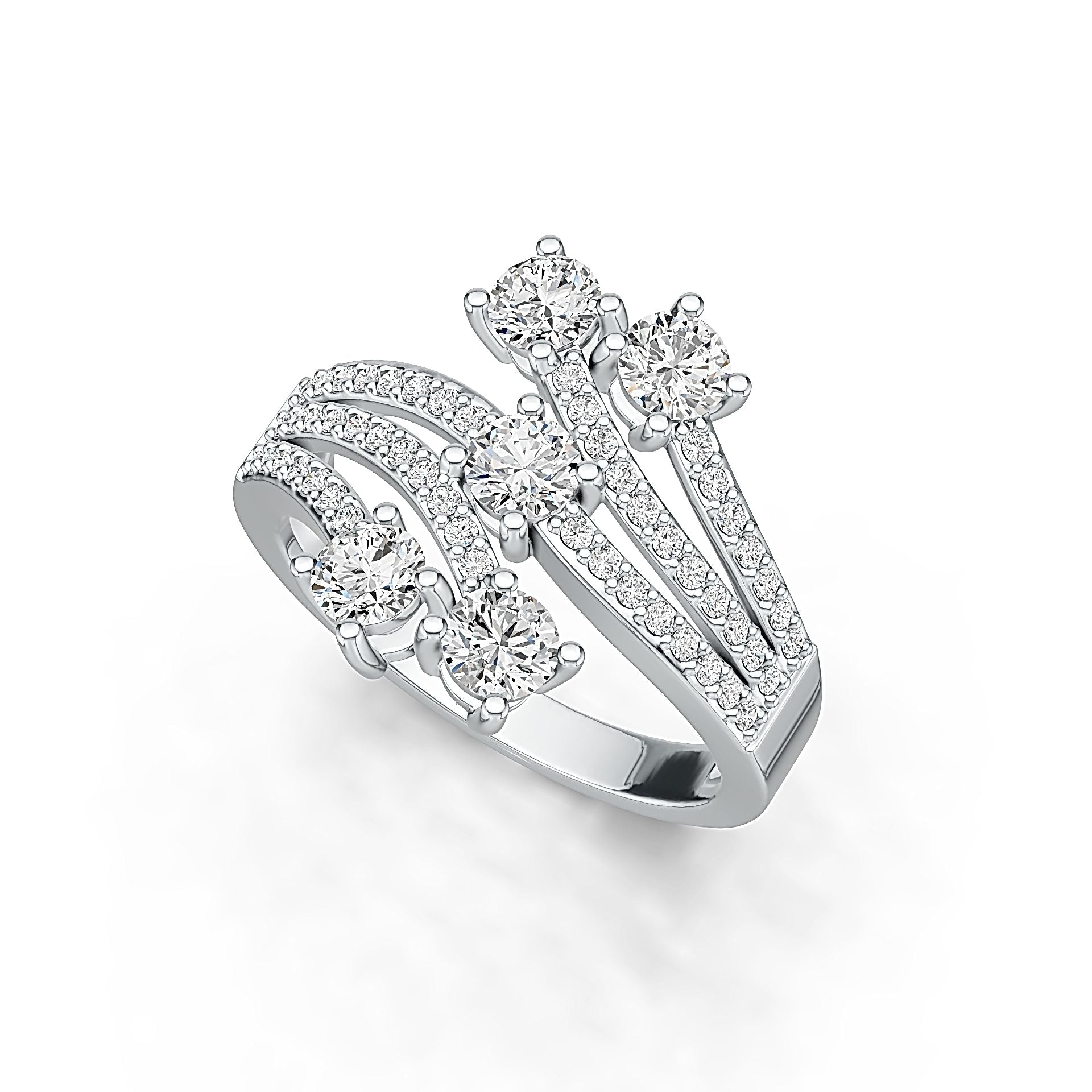 14K Gold Semi Mount Ring Setting Round RD 4x4mm Diamond Accent DHJ