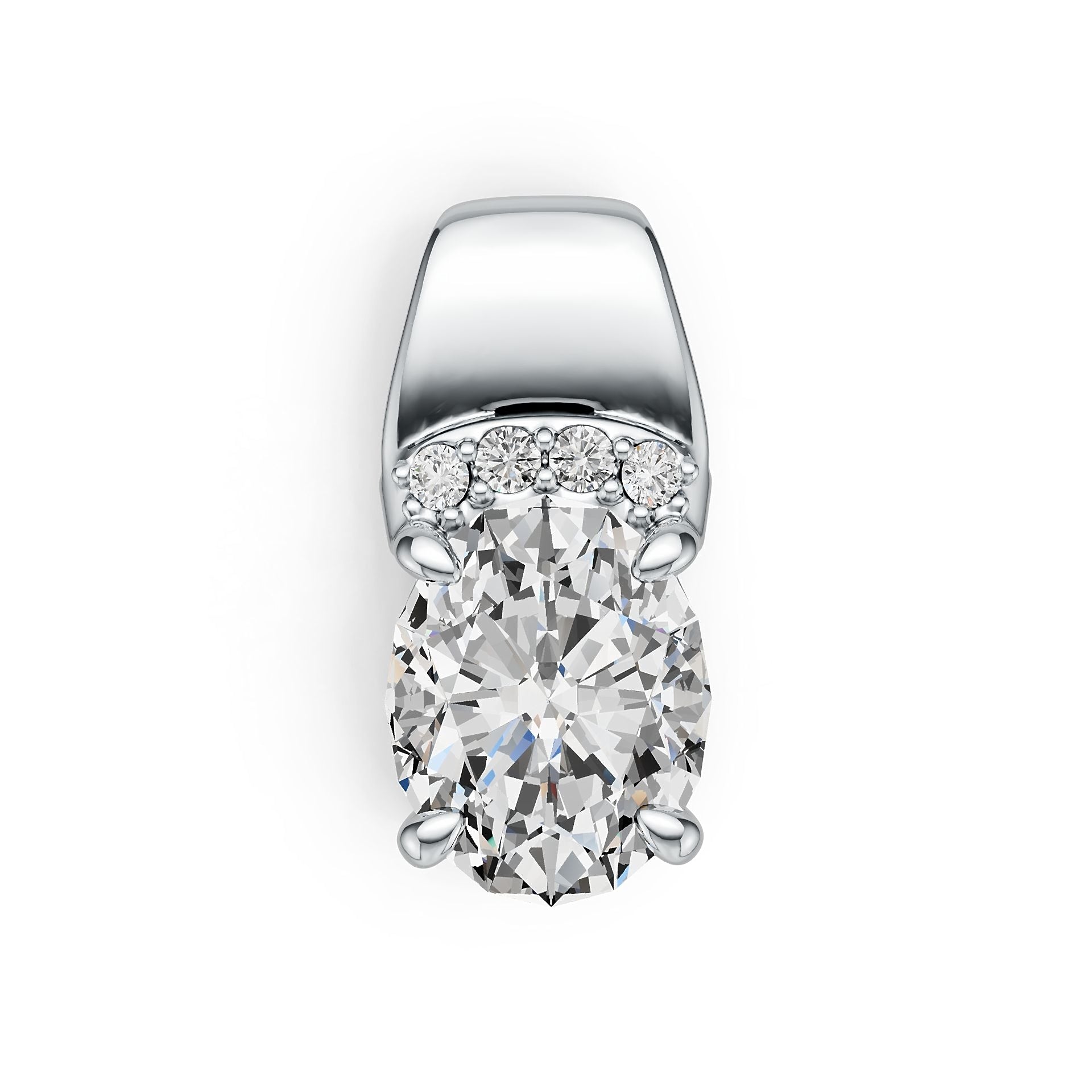 10K Gold Semi Mount Pendant Setting Oval OV 9X7mm with Moissanite Accent DHJ