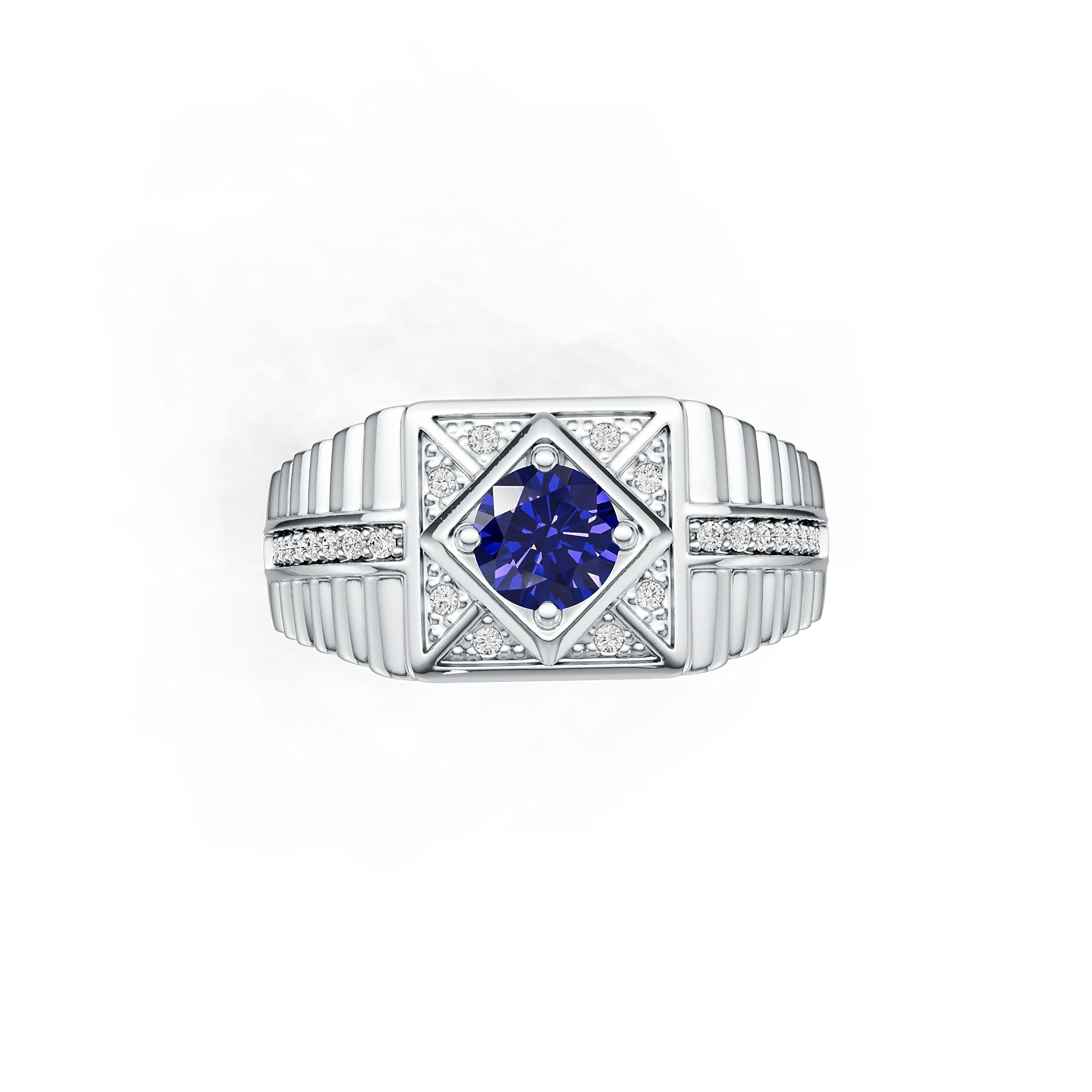 Men's Sterling Silver Semi Mount Ring Setting Round RD 6x6mm DHJ