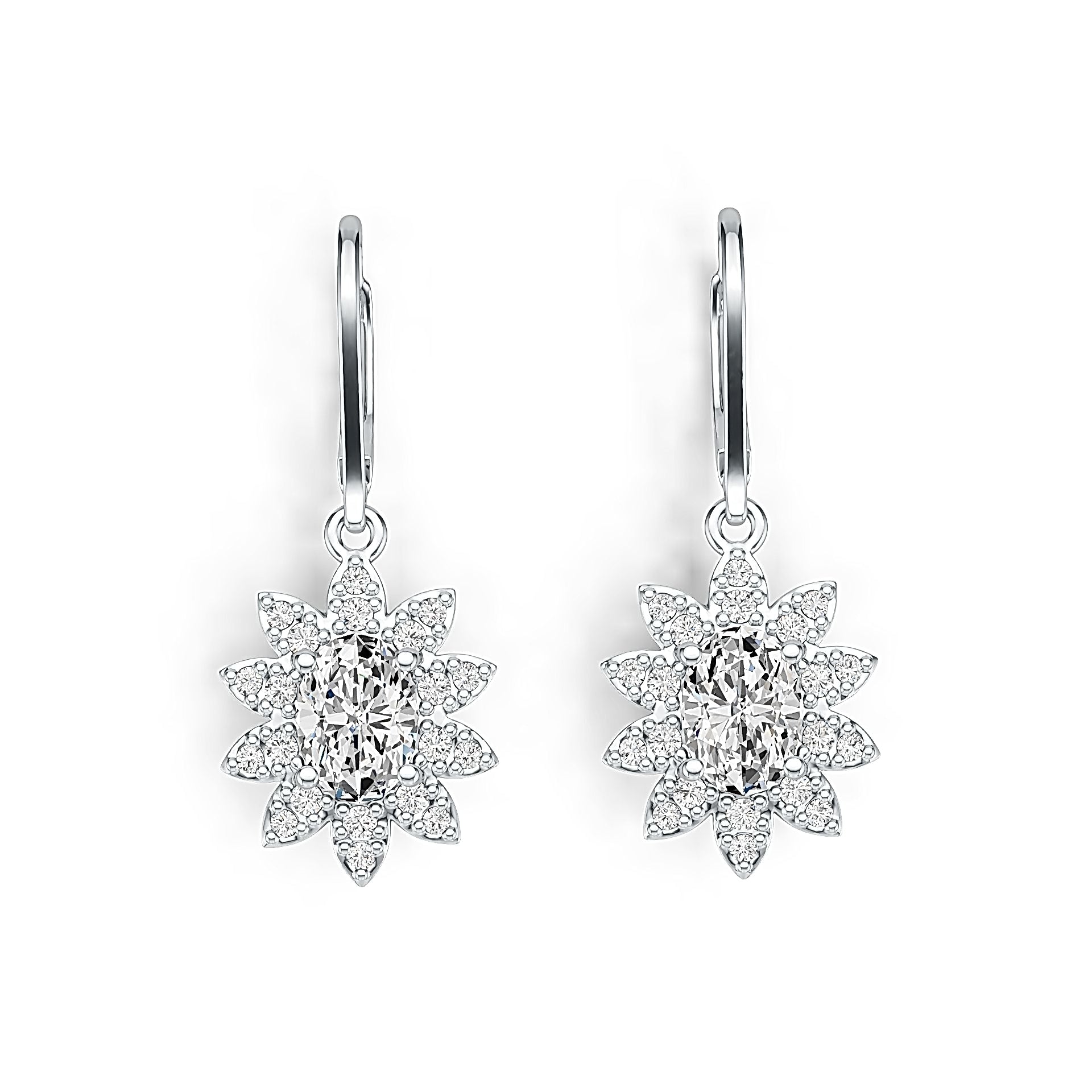 18K Gold Semi Mount Earrings Setting Oval OV 7x5mm Diamond Accent DHJ