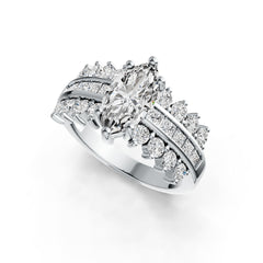 10K Gold Semi Mount Ring Setting Marquise MQ 12X6mm with Moissanite Accent DHJ