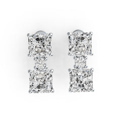 18K Gold Semi Mount Earrings Setting Emerald OCT 6X6mm Diamond Accent DHJ