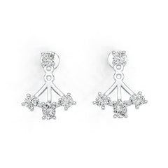 Sterling Silver Ear Jacket Earrings with White Topaz or Moissanite DHJ