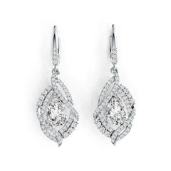 Platinum Semi Mount Earrings Setting Pear PE 9X6mm Diamond Accent DHJ