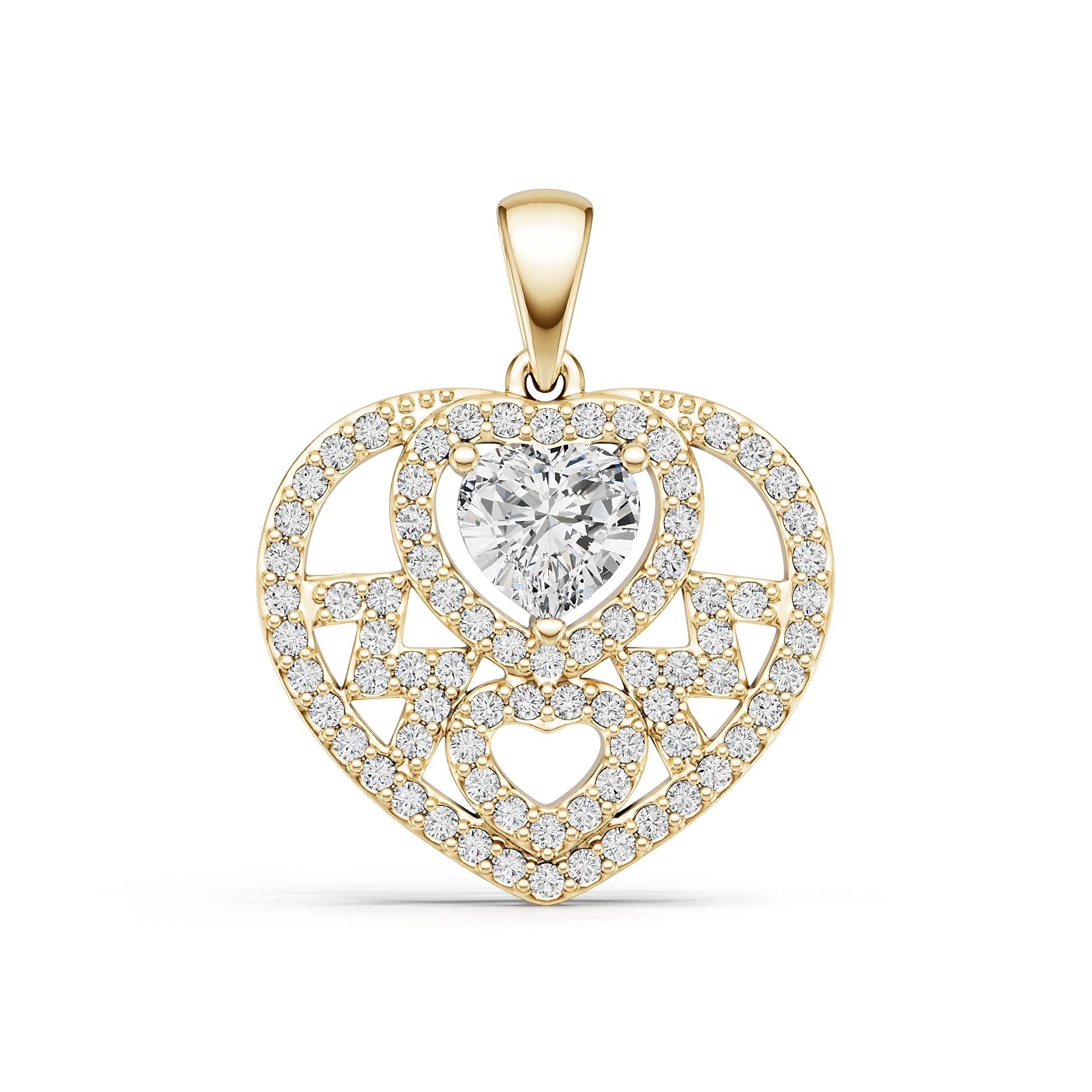 18K Gold Semi Mount Pendant Setting Heart He 6x6mm Diamond Accent Syz Jewelry