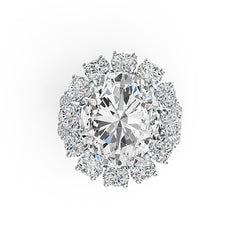 Sterling Silver Semi Mount Ring Setting Oval 14X12mm Split Shank Halo