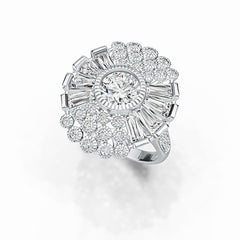 18K Gold Semi Mount Ring Setting Round RD 8x8mm BAG 6X3mm Diamond Accent DHJ