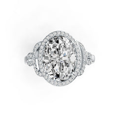 Sterling Silver Semi Mount Ring Setting Oval OV 14X10mm Halo DHJ