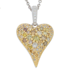 10K Gold Pendant with White Topaz or Moissanite Heart Theme Moissanite Accent DHJ