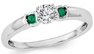 18K Gold Semi Mount Ring Setting Round RD 5x5mm RD 2x2mm Three Stones Diamond Accent DHJ