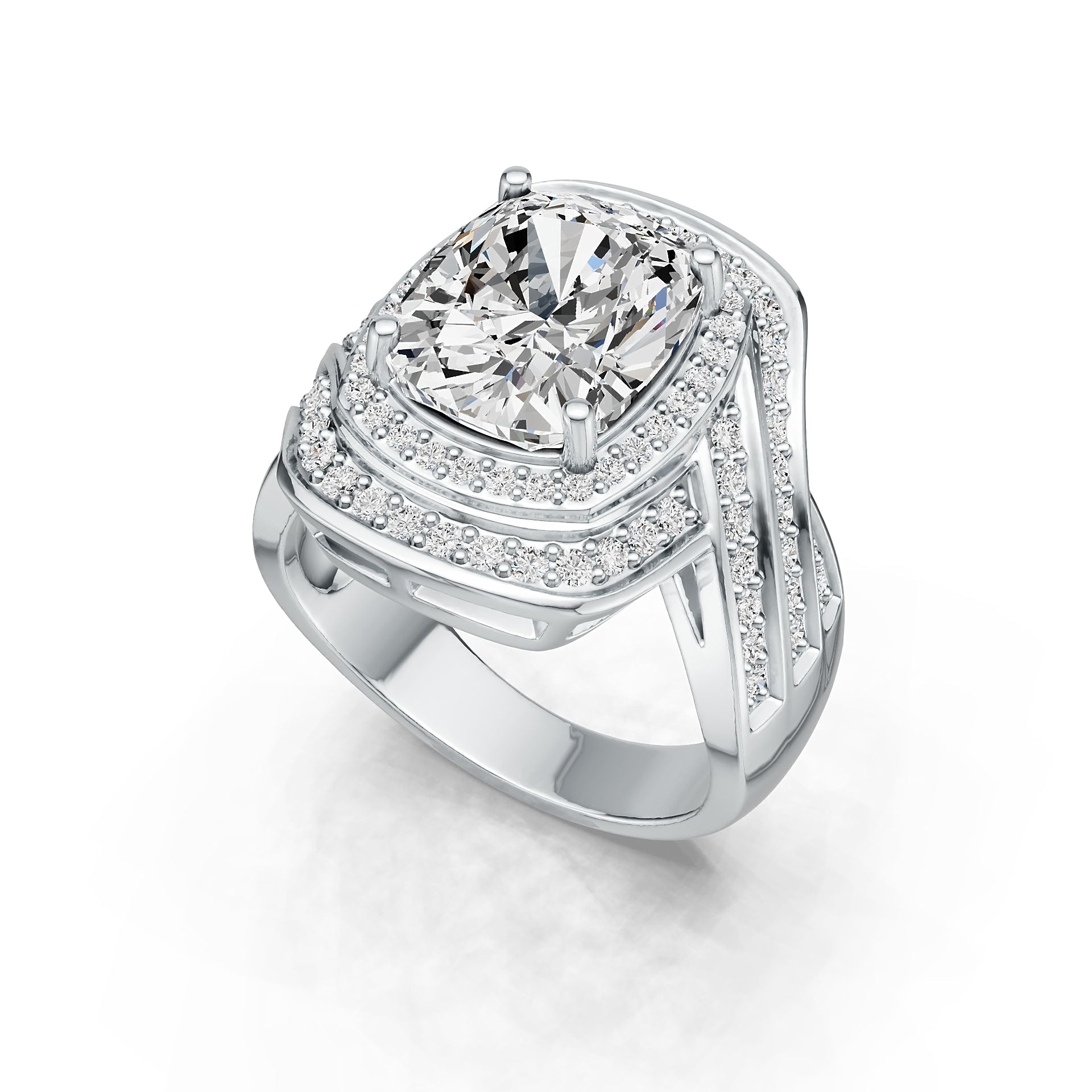 14K Gold Semi Mount Ring Setting Cushion CU 11X9mm Diamond Accent DHJ