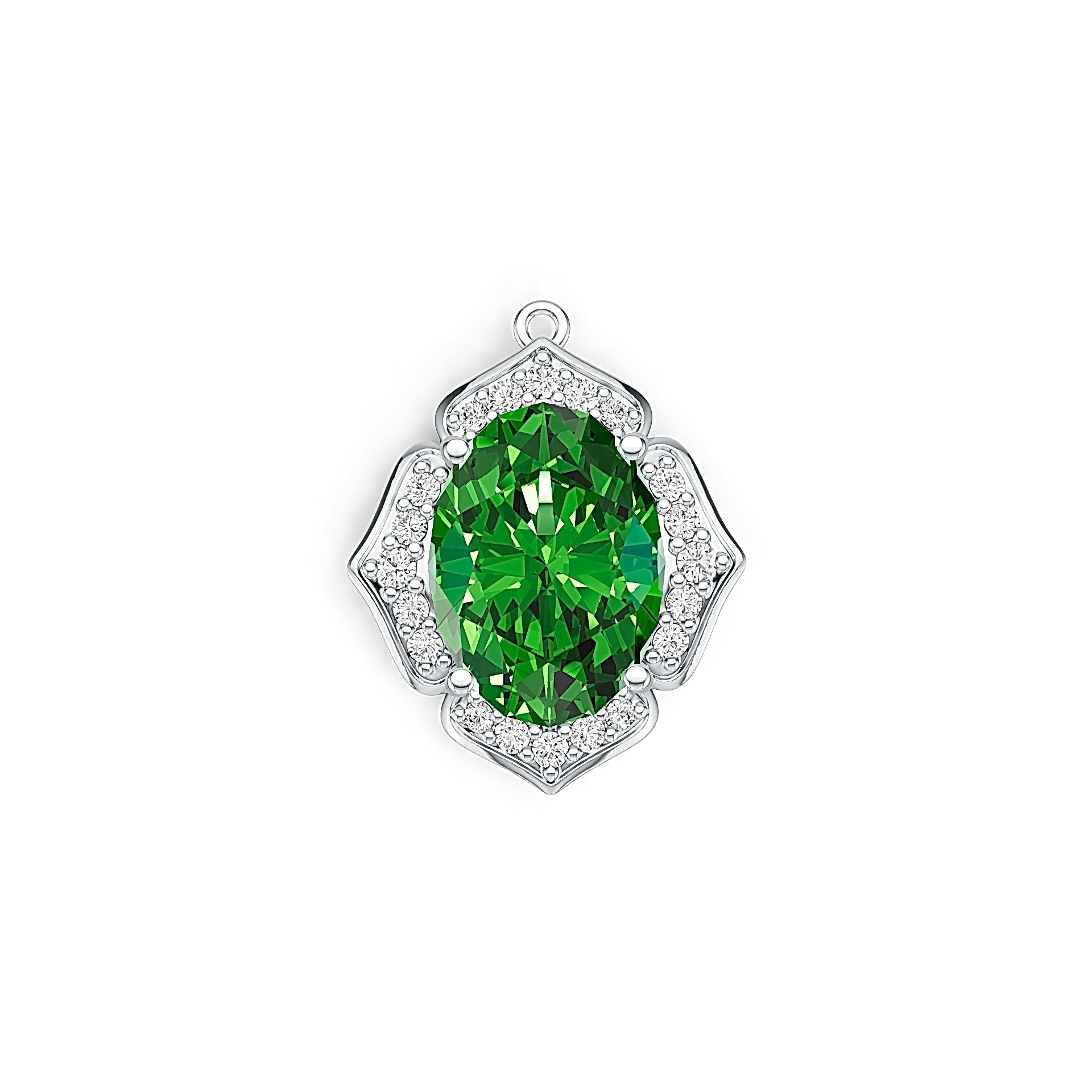 10K Gold Semi Mount Pendant Setting Oval OV 17X12mm Moissanite Accent DHJ