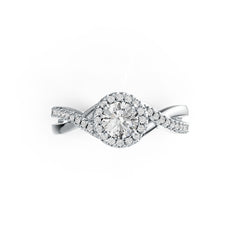 Sterling Silver Semi Mount Ring Setting Round RD 5x5mm with White Topaz Halo Twist Band DHJ