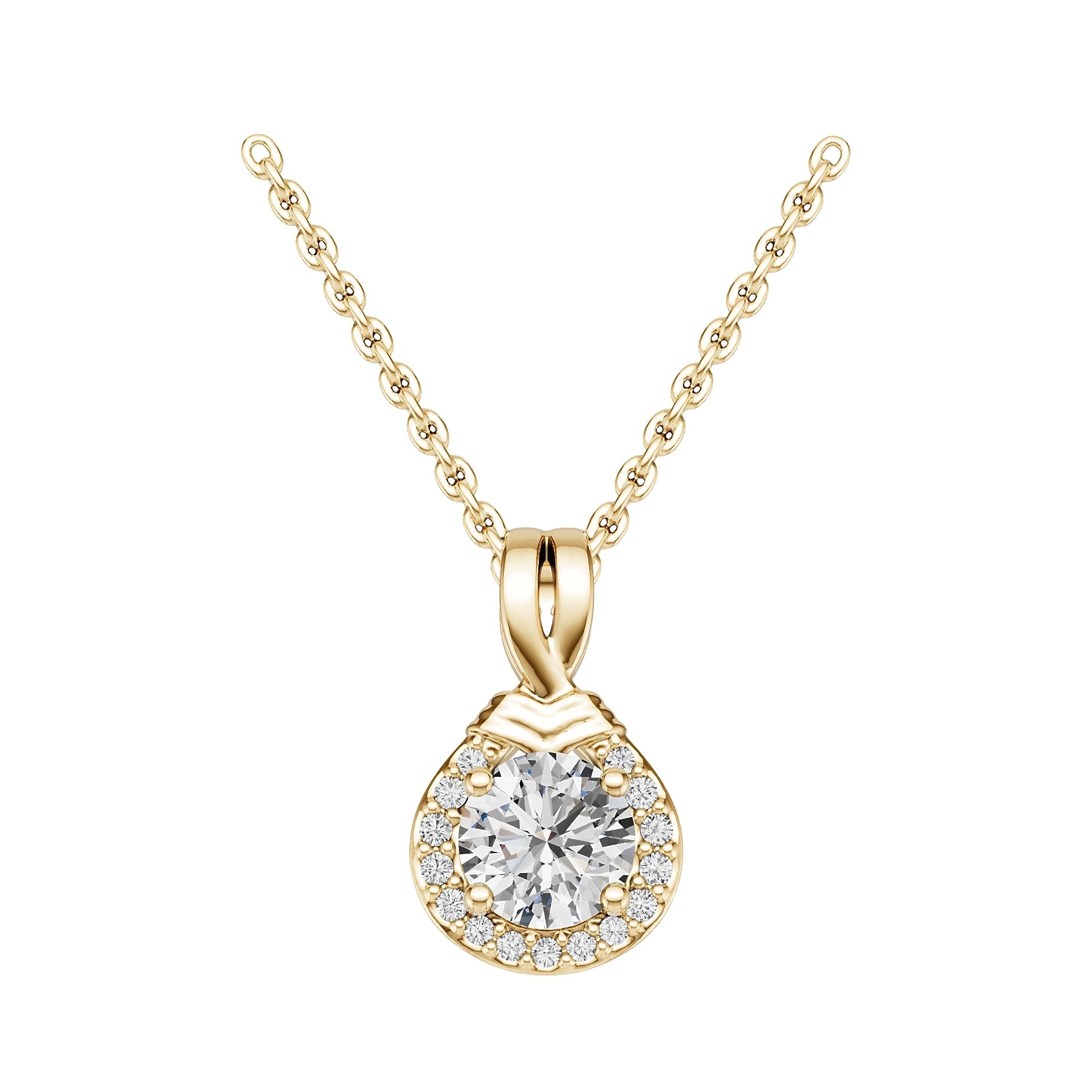 18K Gold Semi Mount Pendant Setting Round Ro 5x5mm Diamond Accent Syz Jewelry