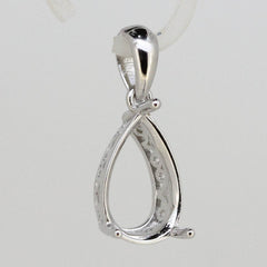 18K Gold Semi Mount Pendant Setting Pear PE 12x8mm W/ Filigree Syzjewelry