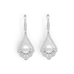 Platinum Semi Mount Earrings Setting Round RD 7x7mm Diamond Accent DHJ