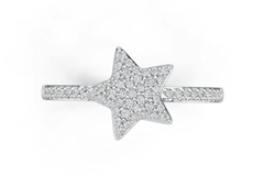 Sterling Silver Ring Star Theme with White Topaz or Moissanite DHJ