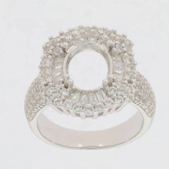 14K Gold Semi Mount Ring Setting Oval OV 10X8mm Diamond Accent DHJ
