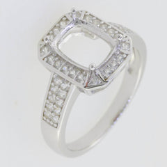 10K Gold Semi Mount Ring Setting Cushion CU9x7mm Halo W/ Moissanite Accent Syzjewelry