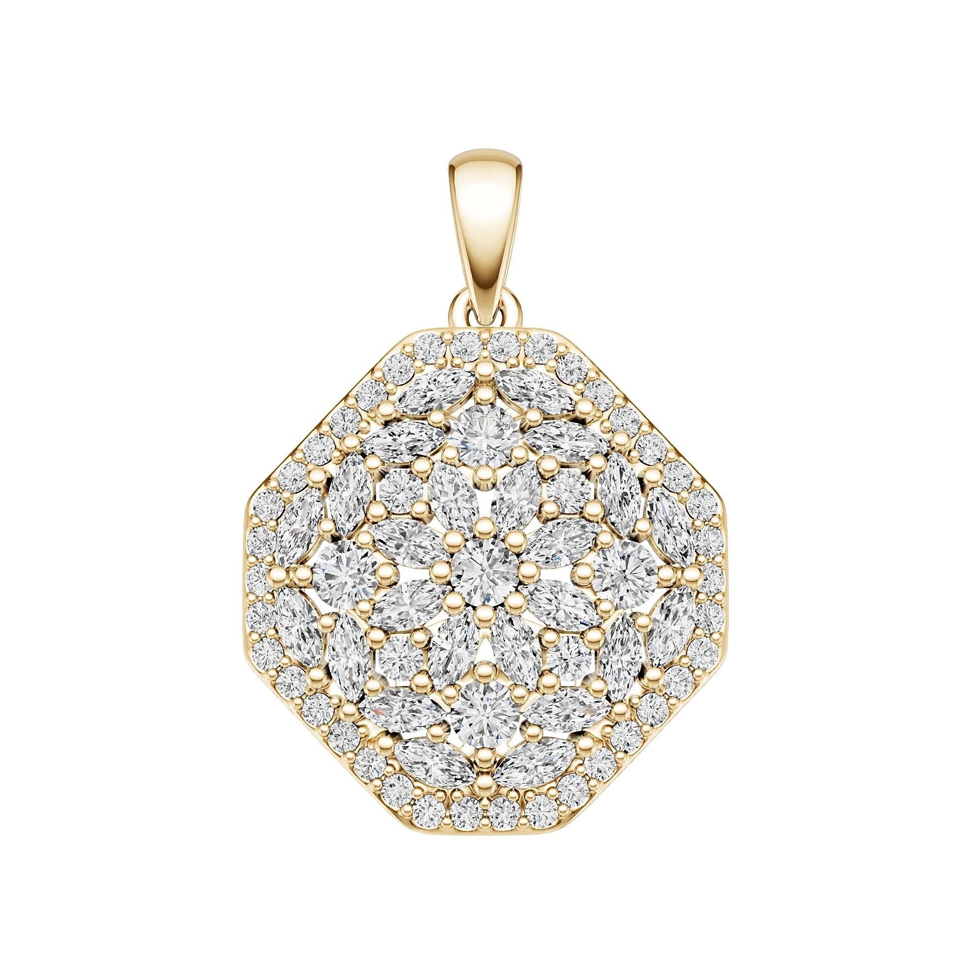 18K Gold Semi Mount Pendant Setting Round Ro 3x3mm Diamond Accent Syz Jewelry