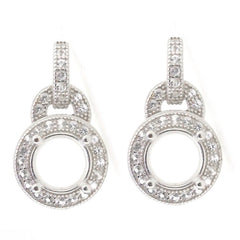 Platinum Semi Mount Earrings Setting Round RD 6x6mm Halo Drop Diamond Accent Syzjewelry