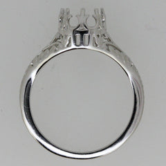 Platinum Semi Mount Ring Setting Cushion CU 9x7mm Art Deco 119 Syzjewelry