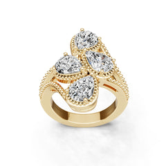 14K Gold Semi Mount Ring Setting Pear Pe 5x6mm Diamond Accent Syz Jewelry