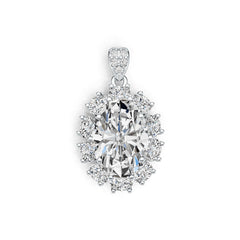 10K Gold Semi Mount Pendant Setting Oval OV 14X10mm Moissanite Accent DHJ