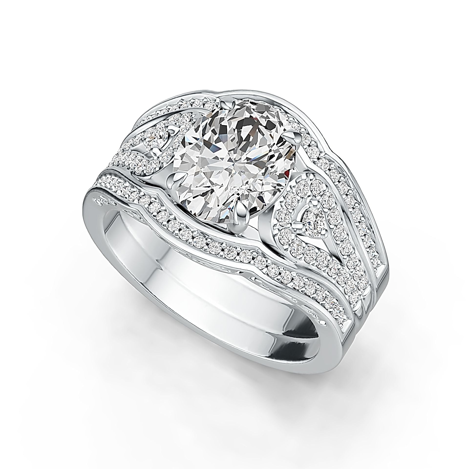 Platinum Semi Mount Ring Setting Emerald OCT 10X8mm Diamond Accent DHJ